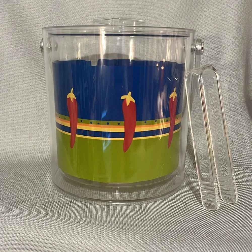 Vintage Red Chili Pepper 4 Piece Acrylic Ice Bucket